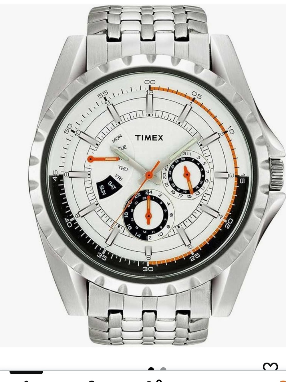 Timex Silver Tone Chronograph Style Watch Needs Battery Father’s Day Gift